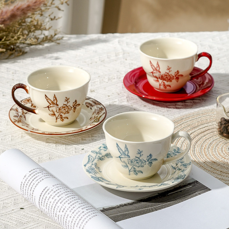 中国风陶瓷马克杯下午茶杯杯碟套装餐厅复古典雅小众新款招待客人,餐饮具,咖啡杯,淘宝优惠券,粉丝福利购,淘宝优惠卷