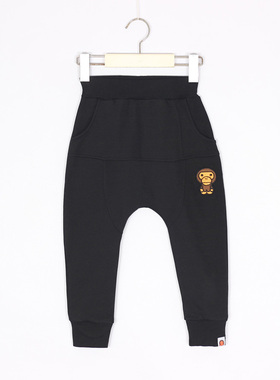 ba猿猴童装春秋季新款90-150彩印猴儿童毛圈长裤男女童哈伦垮裤子