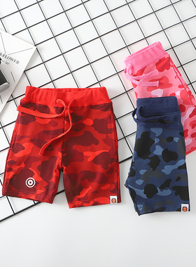 小星迷彩男女童纯棉短裤儿童90-150红粉蓝绿紫五色现货五分裤潮