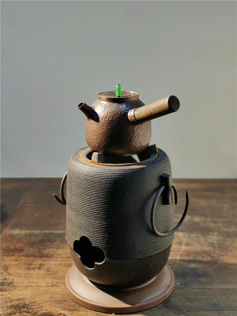 茶炉改造@日本古铁茶炉 80 老铁器，涼炉、潮汕炉， 径16×高21cm
