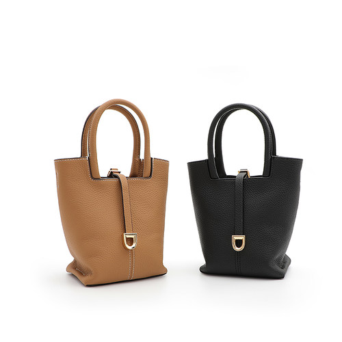 新款头层牛皮水桶包菜篮子手拎斜挎包女包 NB207 - 封面