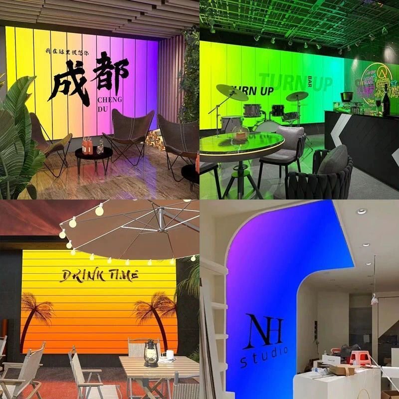直播间幻彩软膜灯箱舞蹈教室背景装饰酒吧舞台led灯饰台球厅门头