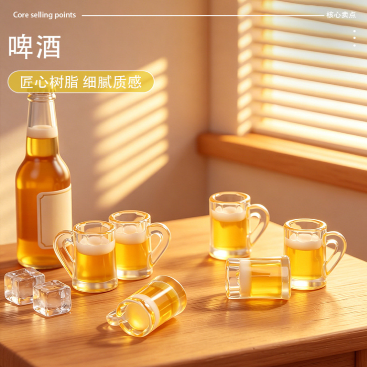 微景观DIY摆件树脂迷你啤酒杯