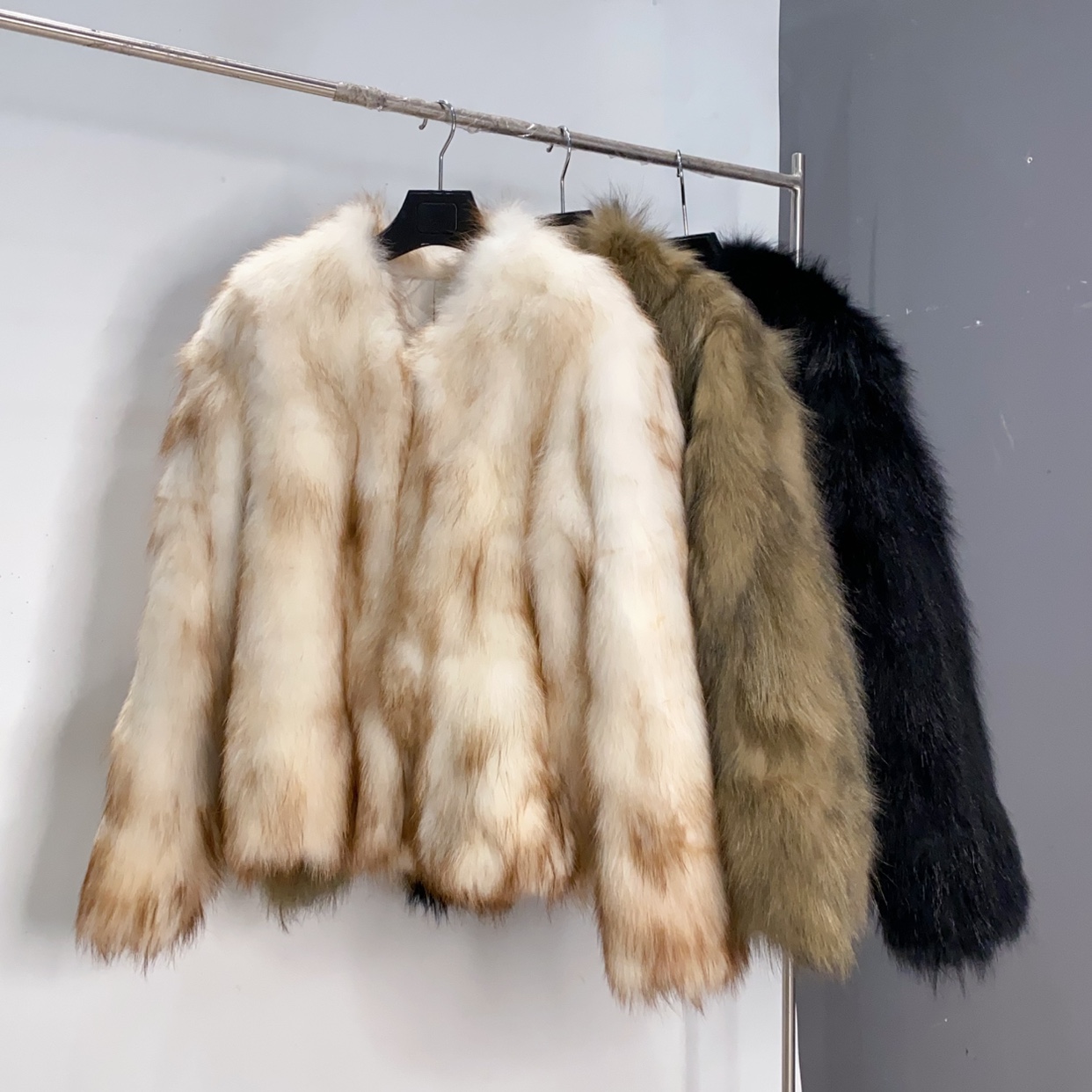 秋冬新款“诧寂中古”进口貉子毛皮草外套女立领毛毛大衣年轻长57