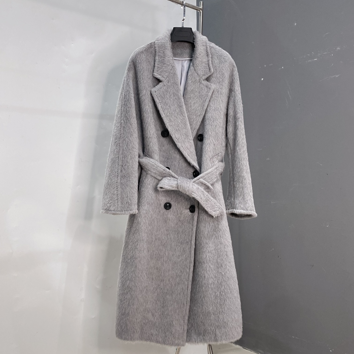 62苏丽羊驼38绵羊毛西装领中长款长毛拉毛呢苏力大衣外套AN长111
