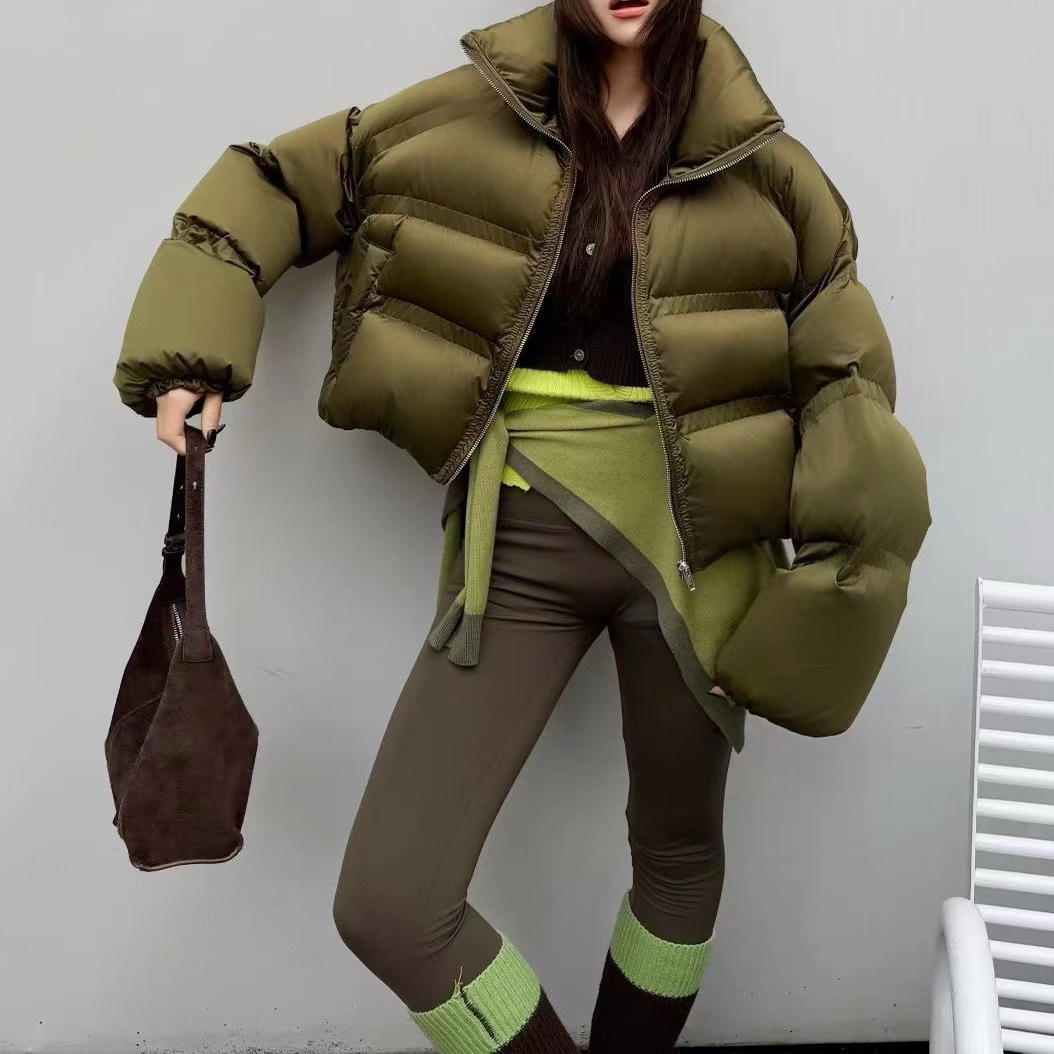 肯豆风短款羽绒服女新款特氟龙美式90白鸭绒面包服加厚外套CJ长55