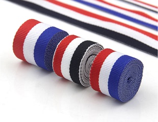 三色条纹织带涤纶海军风彩带奖牌带间色织带蓝白红白黑藏青宝蓝