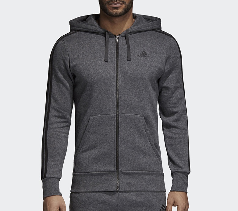 Adidas男款针织连帽夹克外套卫衣