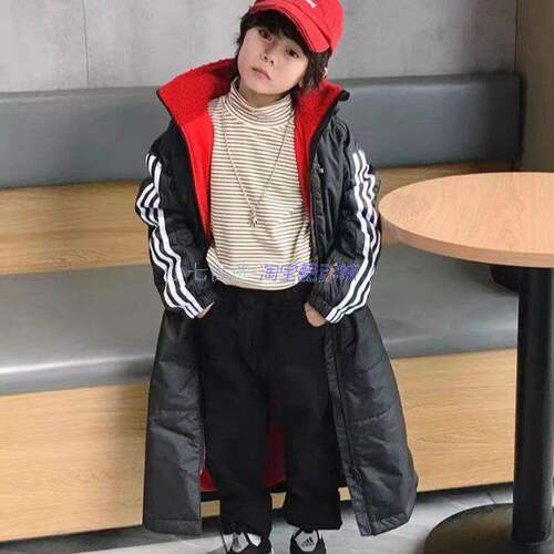 Adidas中大童长款过膝棉服