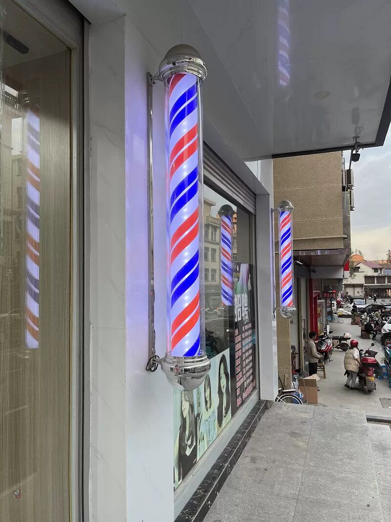 美发转灯 挂墙转灯户外防水发廊理发店led旋转挂壁美发店理发灯箱