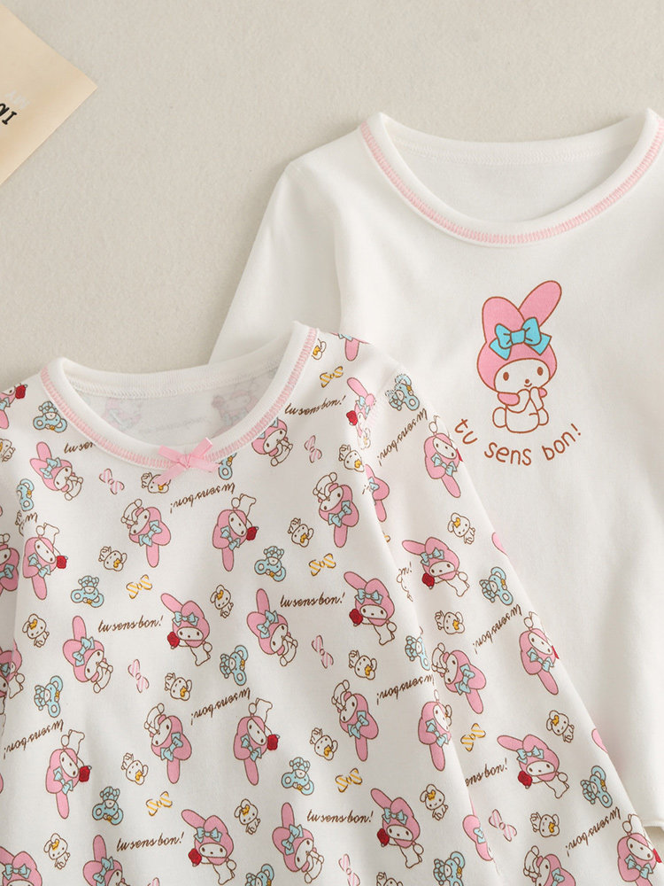 일본 봄 가을 새로운 스타일의 소녀 순면 가을 옷과 가을 바지 뼈없는 기모 농축  의 내부 바닥 셔츠와 따뜻한 옷