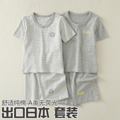 套装 纯棉圆领短袖 T睡衣居家服男童夏季 日系儿童五分裤 空调服薄款