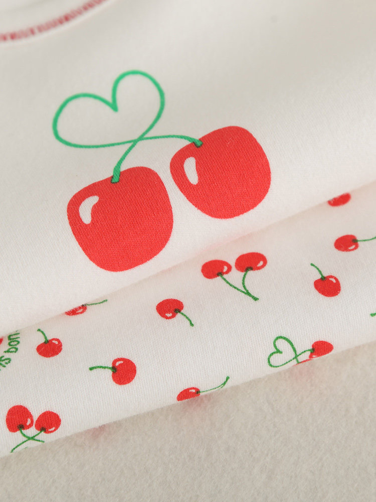 2024 봄과 가을 새로운 일본 여자의 순수 면화 가을 옷과 가을 바지 어린이 면화 따뜻한 옷 소녀 속옷