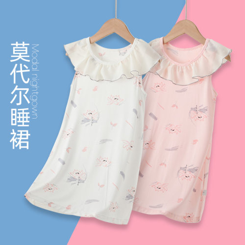 夏季儿童睡裙薄款无袖女童睡衣