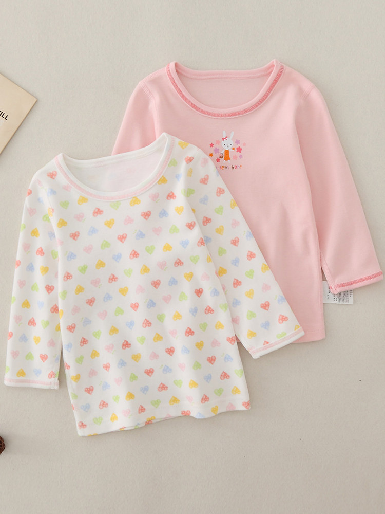 2024 봄 새 여자의 가을 옷 순수 면화 닦았 두꺼운 어린이 바닥 셔츠 어린이 및 중년 어린이를위한 열 속옷