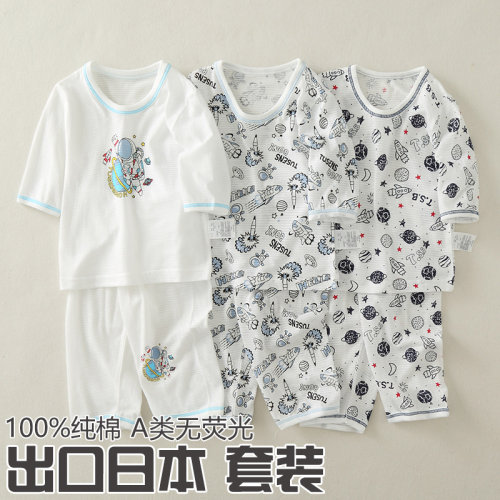 儿童纯棉家居服夏季七分袖套装