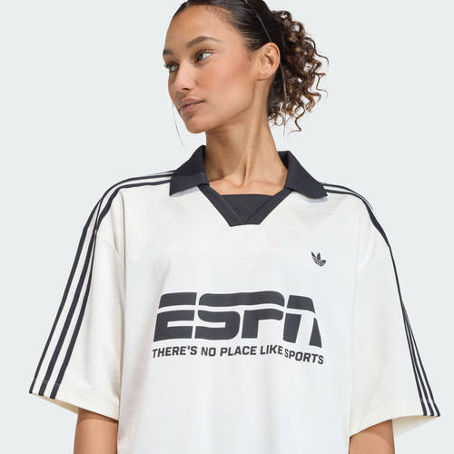 Adidas三叶草女子FOOTBALL JERSEY 球衣风复古运动短袖T恤KD2966