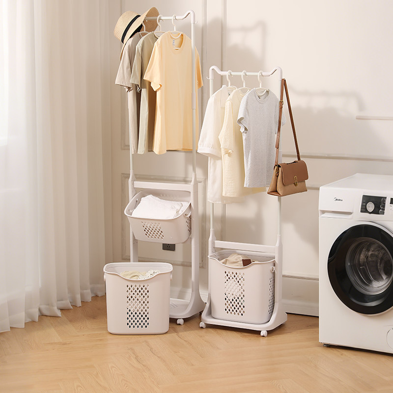 落地式简易衣帽架塑料卧室家用可移动立式晾晒挂衣服挂包收纳架子