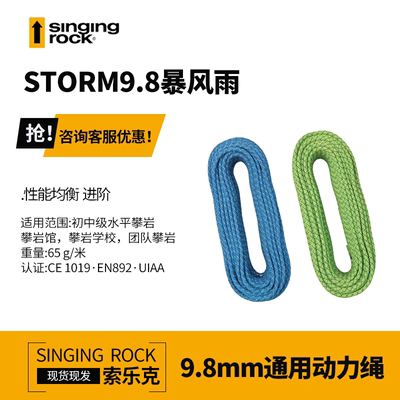 进口SingingRock索乐克STORM暴风雨9.8mm动力绳户外攀岩登山装备