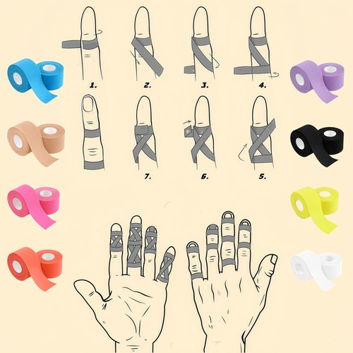 【全新升级】多配色齿边易撕护指绷带1.25cm宽攀岩胶布纱布不粘手