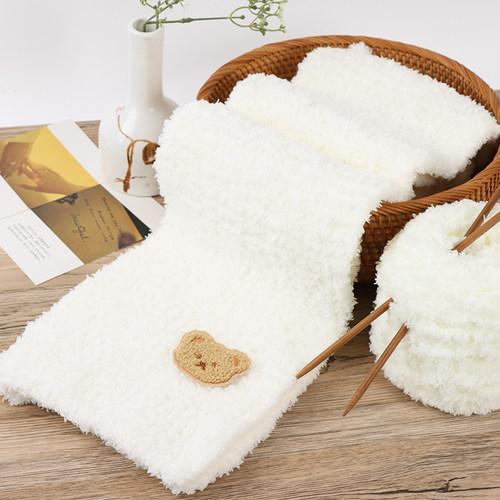 珊瑚绒手工编织diy织围巾