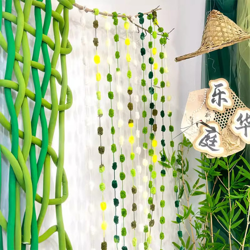 幼儿园环创材料包冰岛毛线diy墙面背景装置春天走廊过道彩虹吊饰