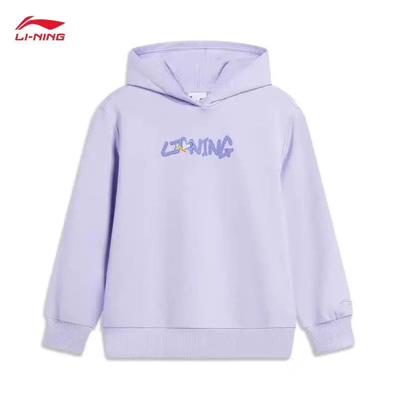 李宁女大童套头连帽卫衣2024春季新品百搭宽松运动上衣 YWDU088