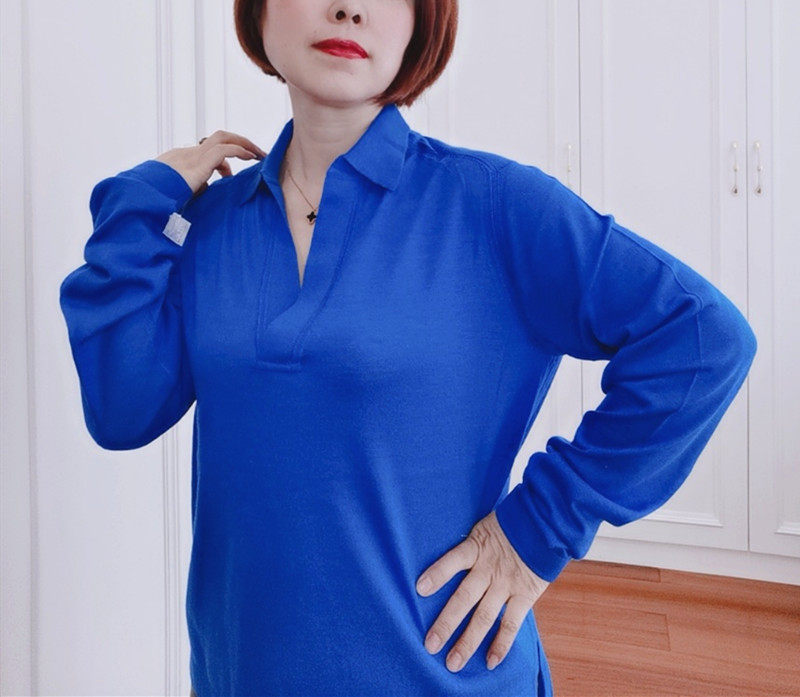 春季针织衫女士直筒薄款通勤长袖套头衫真丝羊绒混纺毛衣宽松休闲