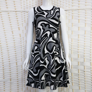 春季连衣裙无袖针织裙收腰修身大摆裙加厚提花套头中长款裙子通勤