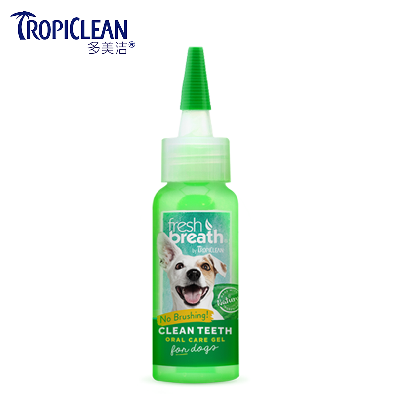 柴犬嘻嘻 美国进口TROPICLEAN多美洁宠物洁齿凝露凝胶口腔除臭狗