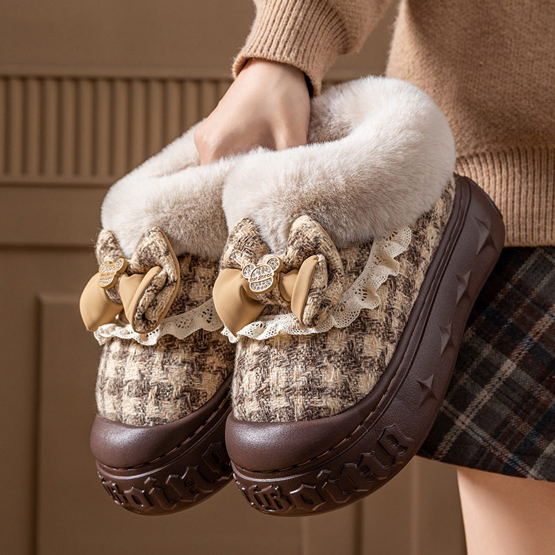 新疆包邮秋冬款棉拖鞋女包跟家用厚底保暖棉鞋居家外穿加绒防滑雪