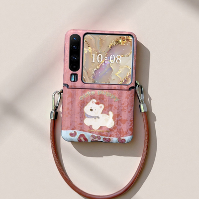 可爱卡通适用华为purax手机壳带中轴全包典藏版磁吸保护套防摔挂绳Pocket2折叠屏女外壳novaflips荣耀vflip2