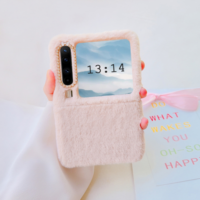 温柔毛绒适用华为purax手机壳典藏版毛茸茸女款高级p50pocket2折叠屏保护壳时尚淡雅气质荣耀magic v flip2潮
