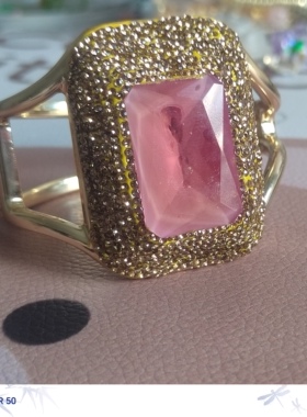 苏丹石变色石捷克钻手镯 原石镶嵌光感手环欧美个性设计百搭