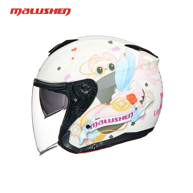 马鲁申L11+碳纤维双镜片骑行半盔摩托车四分之三头盔玻纤通用男女