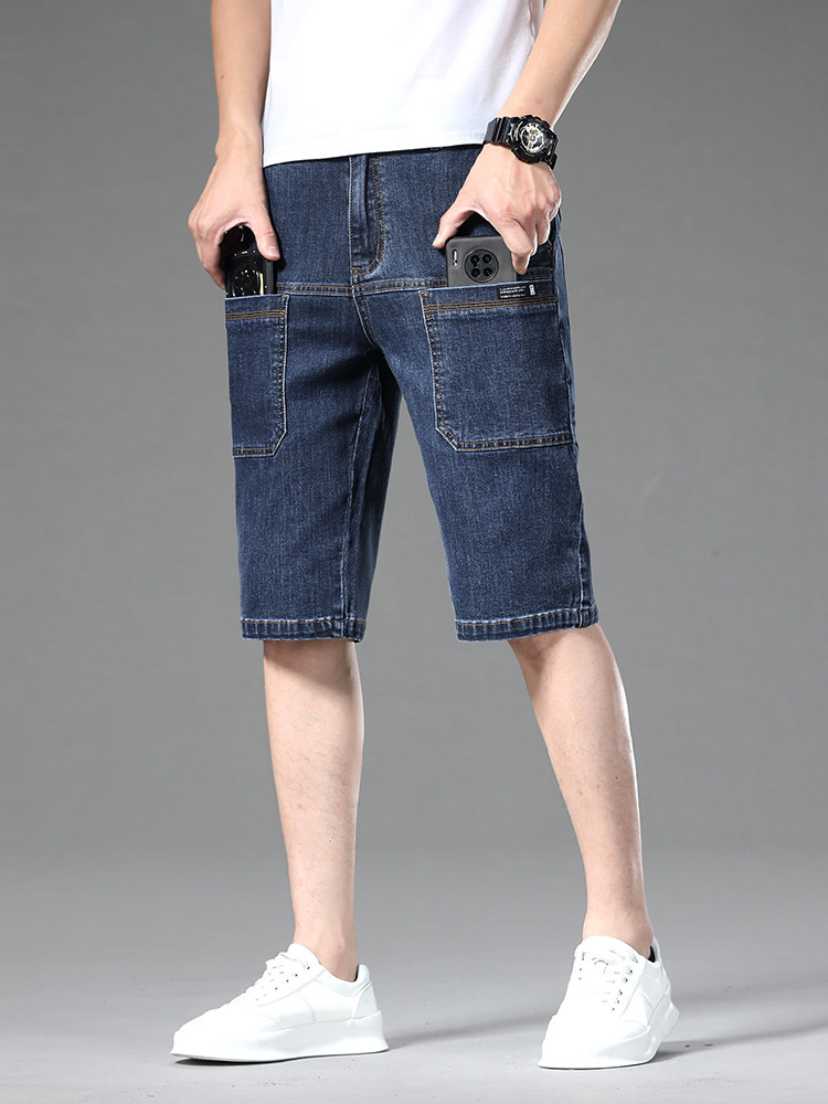 2024 [NEW] SUMMER VERSATILE DENIM SHORTS MENS SIX-POCKET STRETCH MENS MEDIUM PANTS TREND CROPPED MENS PANTS