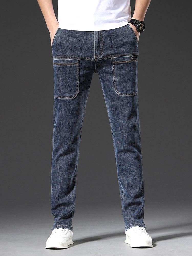 SPRING MENS PANTS MULTI-POCKET MENS JEANS STRETCH LOOSE STRAIGHT MENS TROUSERS DOUYIN POPULAR TRENDY MENS PANTS