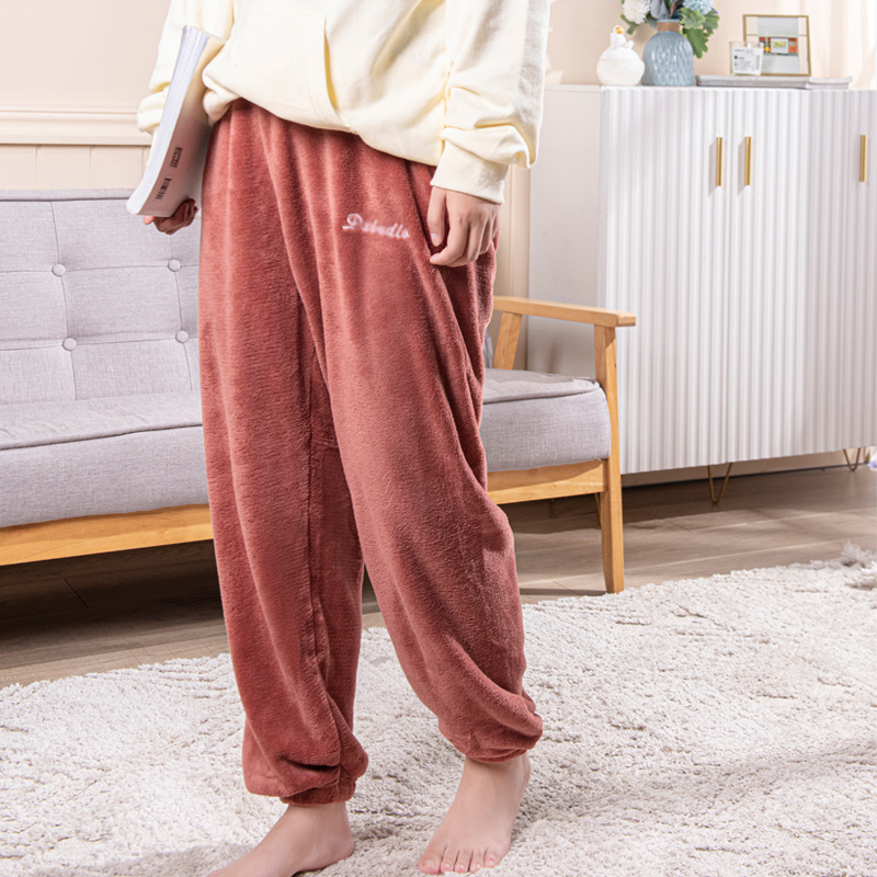长裤珊瑚绒睡裤女加绒加厚