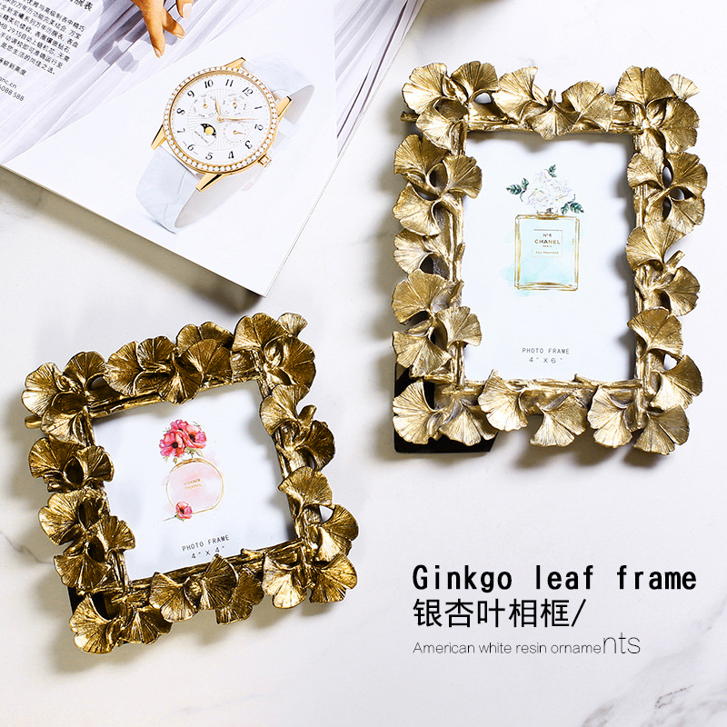 北欧简约金色树脂银杏叶子相框摆件467寸照片摆台家居陈列饰品|ruв категории Домашний быт, рамка/рамка - от Buy2taobao.com для оказания профессиональной услуги покупки агента Taobao