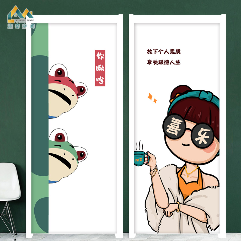 创意门贴纸高级感翻新自粘整张画