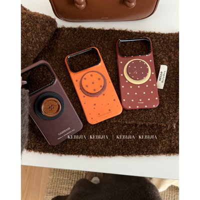 ins棕色星宇橙星星支架菲林壳防摔适用于苹果17promax15/16手机壳