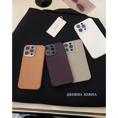简约高级暗夜紫镜头膜防摔适用于苹果14promax/15/13/12/11手机壳