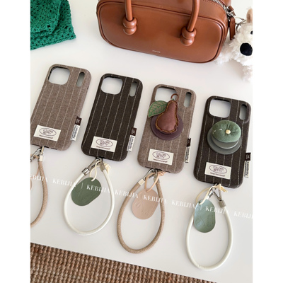 ins高级秋冬复古毛呢条纹磁吸防摔适用于苹果17promax15/16手机壳