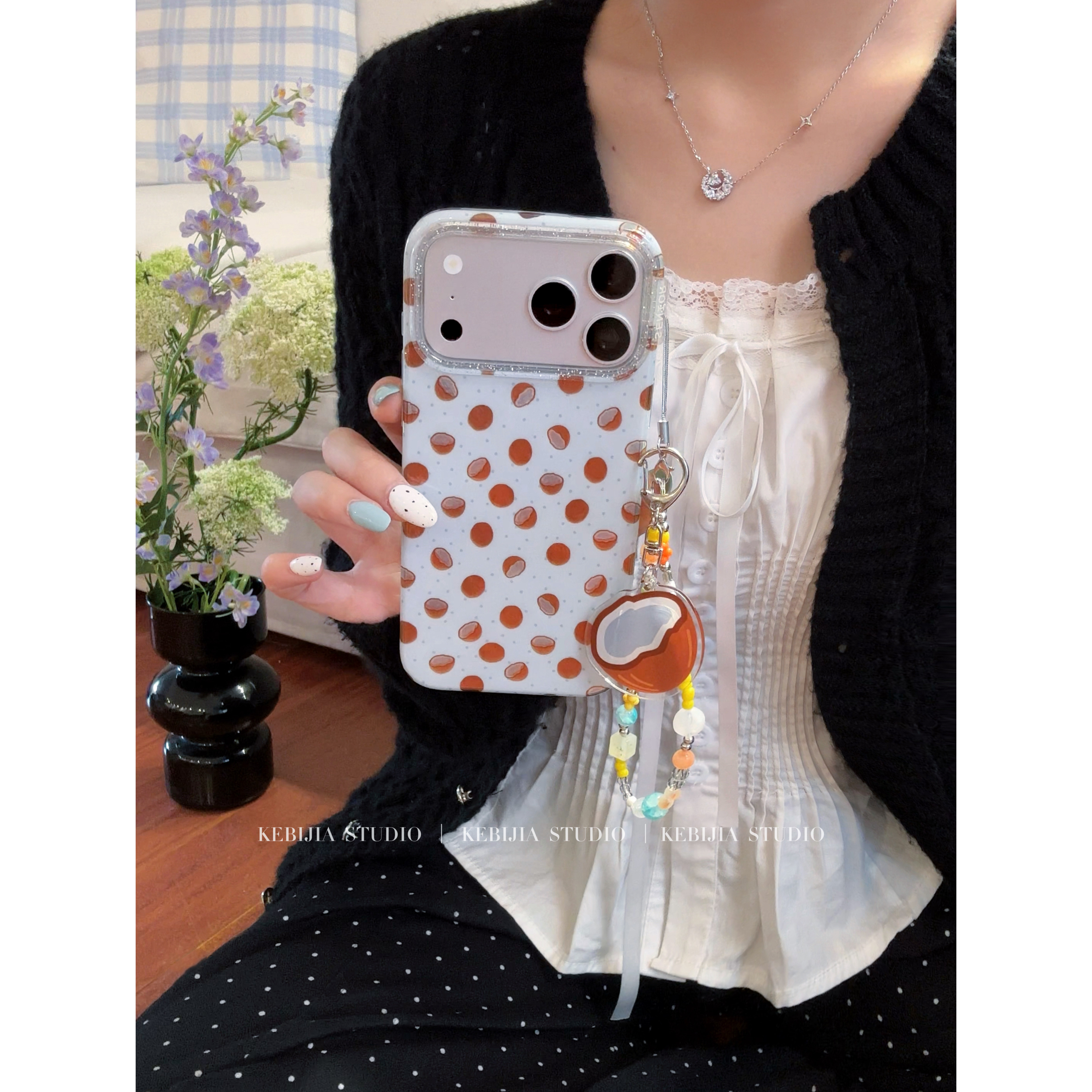 ins韩风夏日度假可爱椰子挂件适用苹果17promax/iPhone16手机壳15