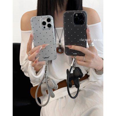 ins百搭波点软壳挂绳防摔链条适用于苹果17promax16/15/14手机壳