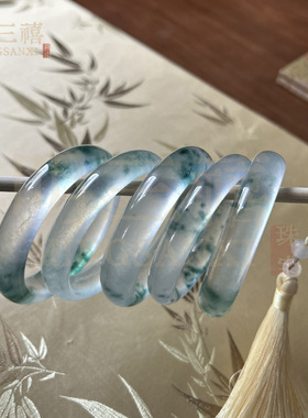 高冰冰透独龙玉飘花手镯质翡翠色玉石手镯子冰种玉镯石英岩玉