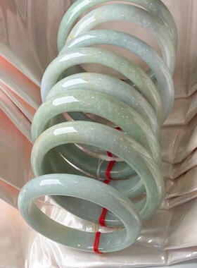 天然货缅甸玉手镯女款 文艺风油青手镯玉镯子三八妇女节礼物