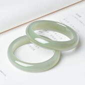 青白玉手镯玉石雕刻玉器工艺品礼品女款 玉镯清新冰透玉手镯