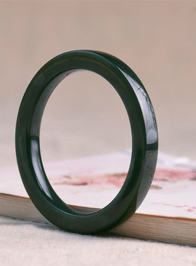 直供天然新疆和田玉手镯青玉方镯女款墨绿色方条玉石镯子手环