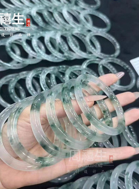 翡翠仿独龙玉冰种飘花玉石手镯石英岩玉飘花细圆条小红书同款